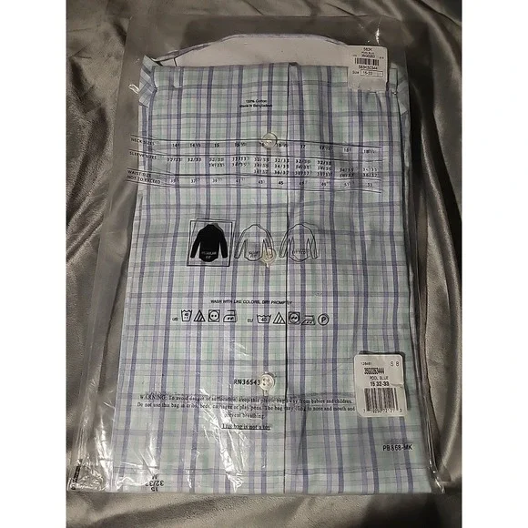 michael kors regular fit 15 32/33 m shirt pool blue plaid NEW performance wickin - Picture 5 of 9